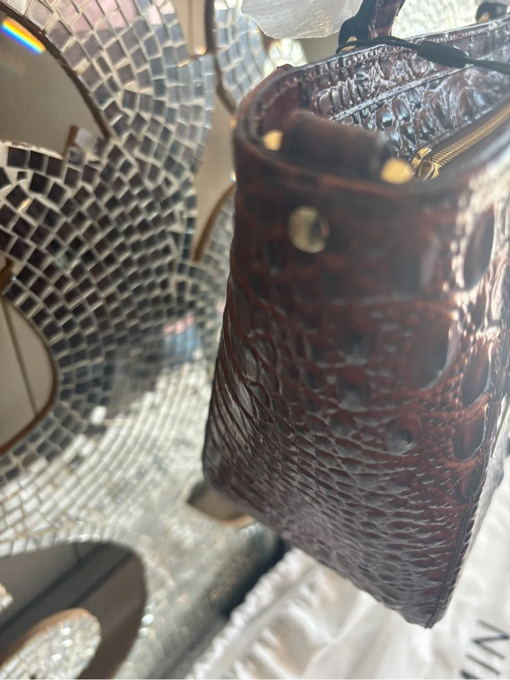⭐️Brahmin Deep Chestnut Croc-Embossed Satchel - Picture 5 of 12